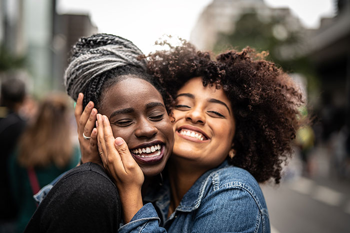 smiling female friends
